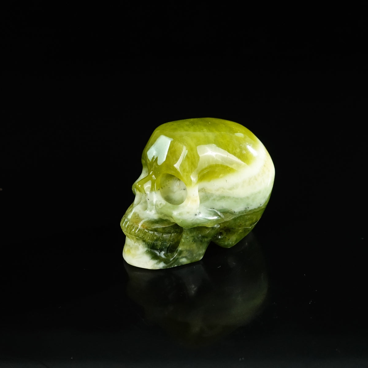 2.2" Serpentine Crystal Skull Carving - Unique Piece #XJ19