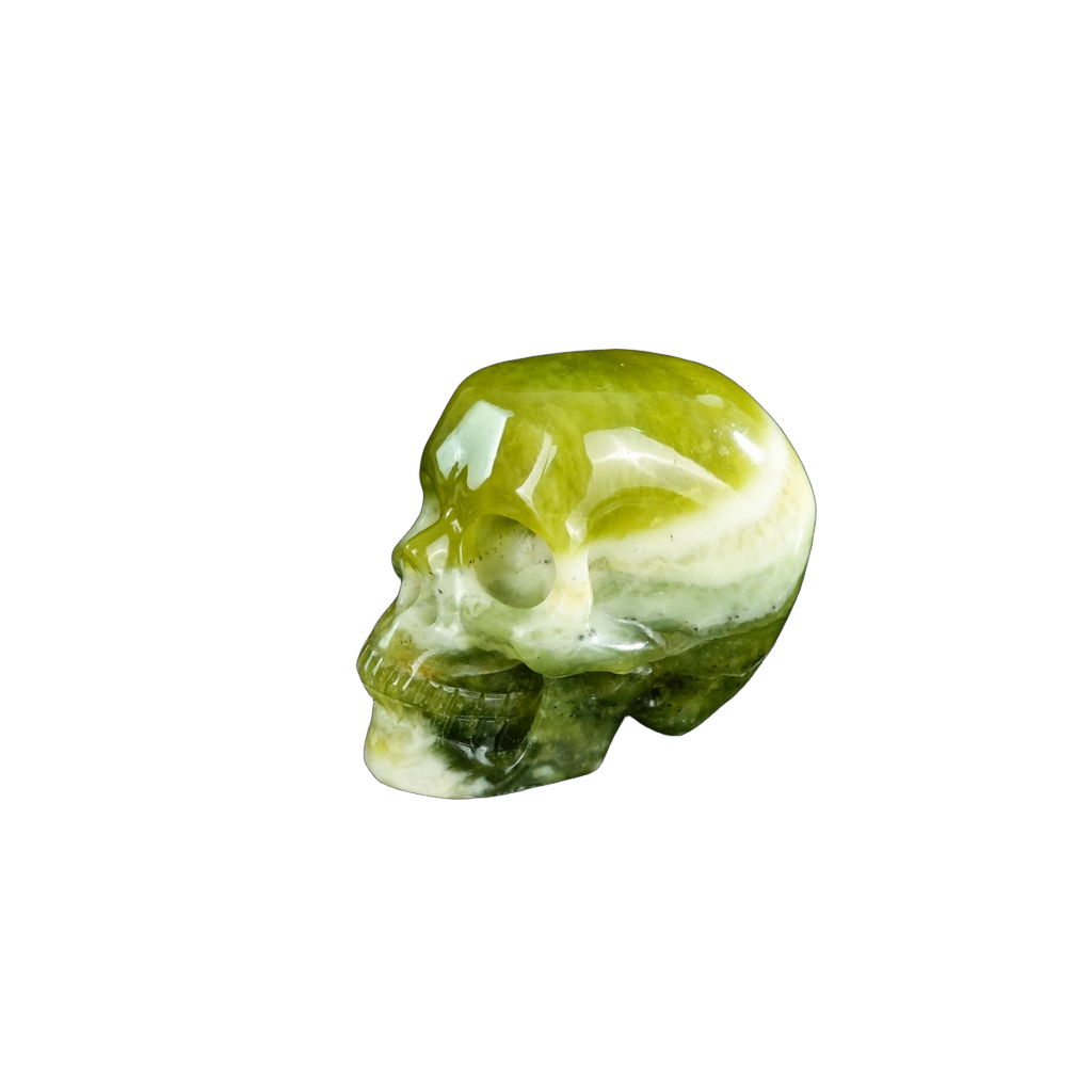 2.2" Serpentine Crystal Skull Carving - Unique Piece #XJ19