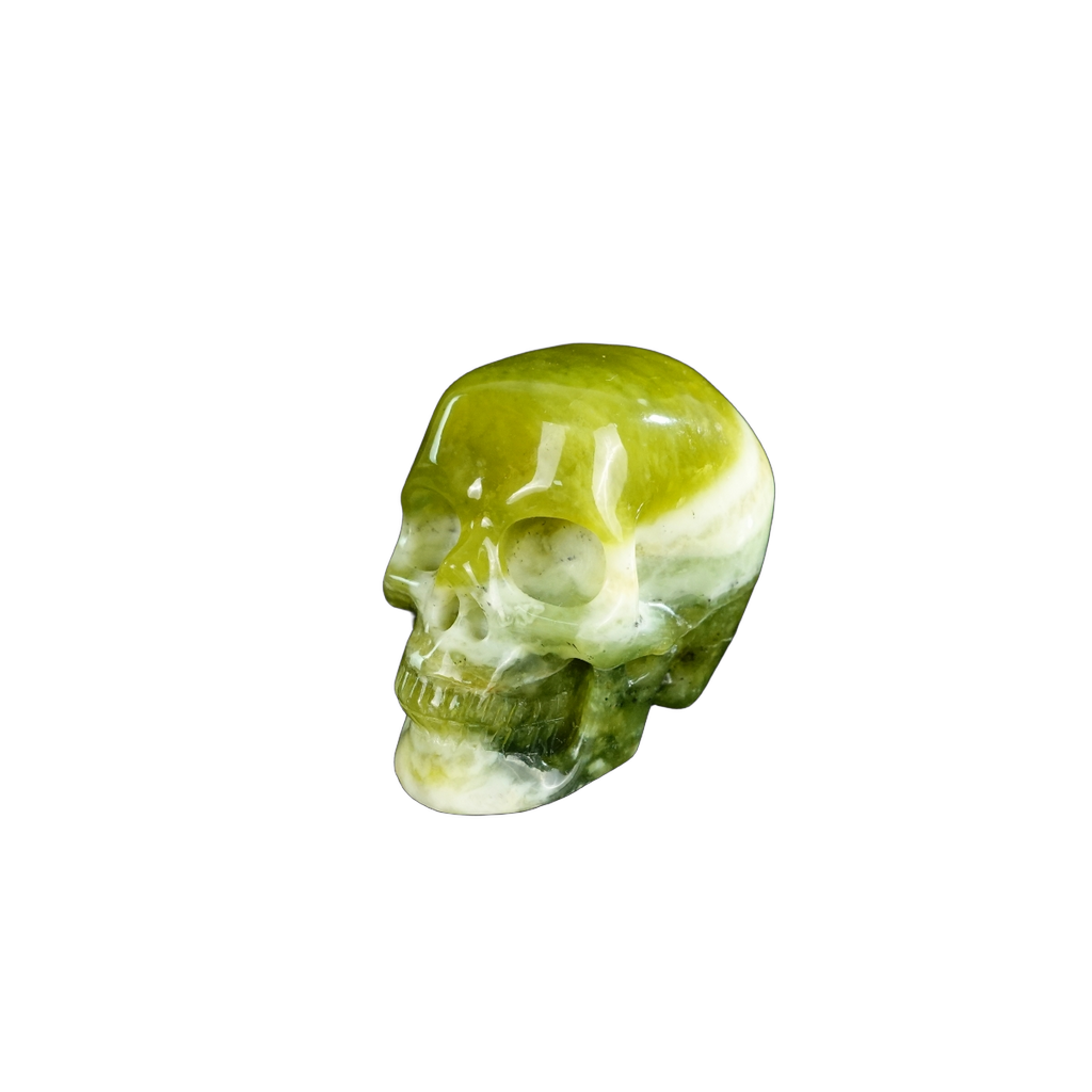 2.2" Serpentine Crystal Skull Carving - Unique Piece #XJ19