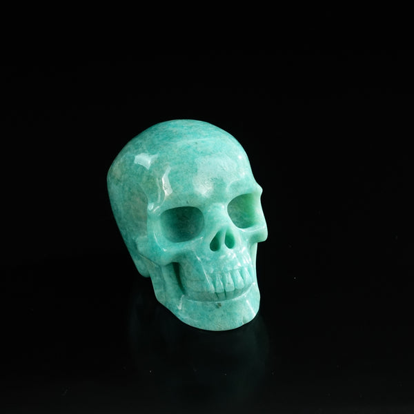 3.0" Amazonite Crystal Skull Carving - Unique Piece #AA03 - alternate view