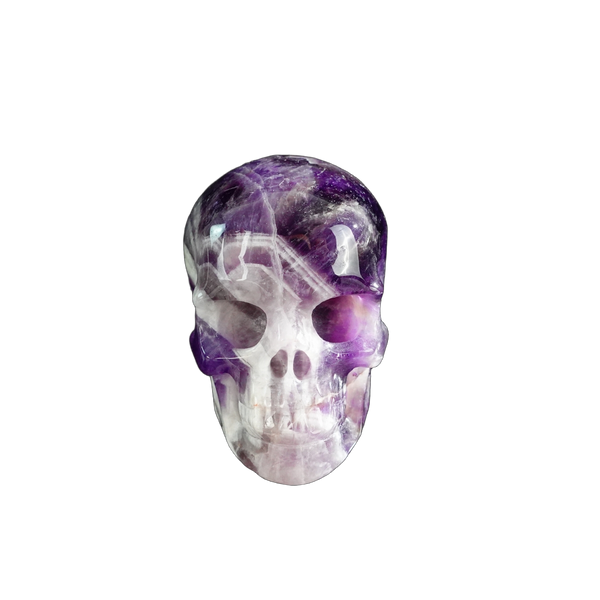 3.0" Amethyst Crystal Skull Carving - Hand Carved Decor