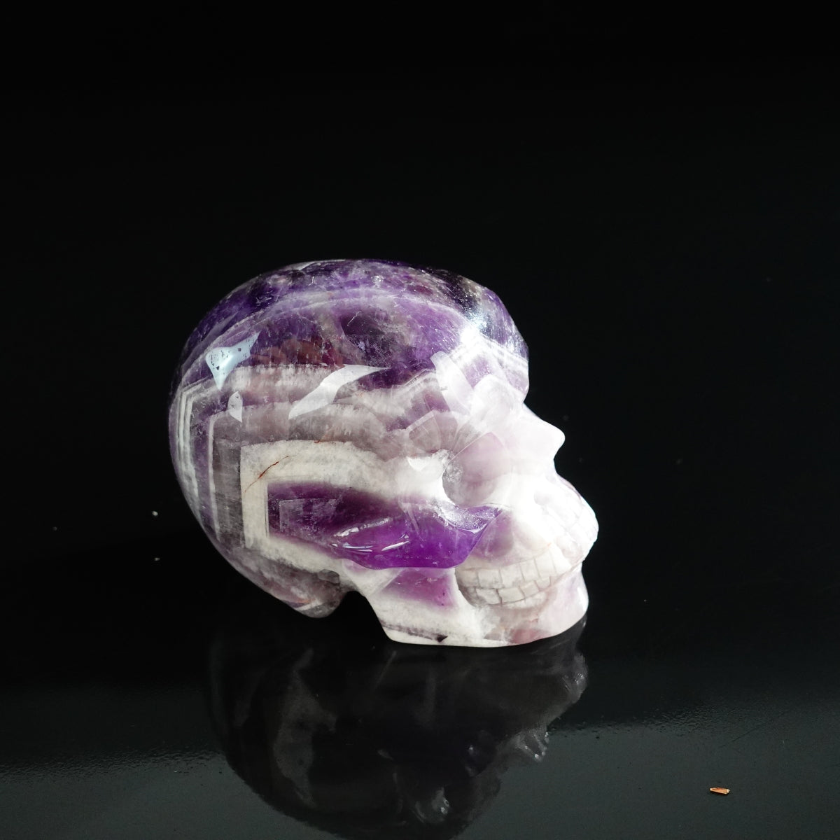 3.0" Amethyst Crystal Skull Carving - Unique Piece #AM08