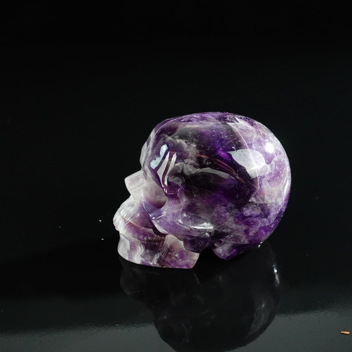 3.0" Amethyst Crystal Skull Carving - Unique Piece #AM08