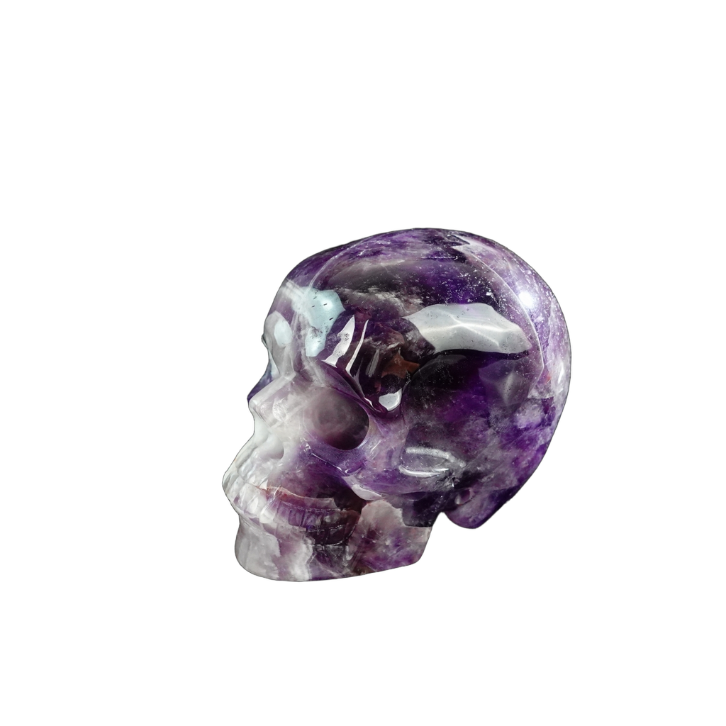 3.0" Amethyst Crystal Skull Carving - Hand Carved Decor