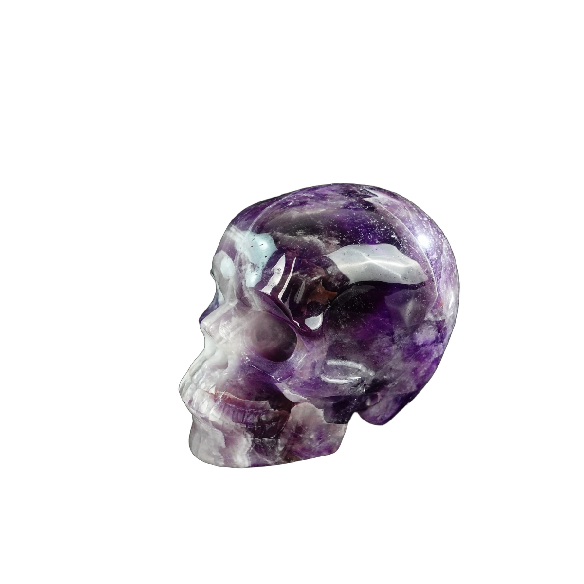 3.0" Amethyst Crystal Skull Carving - Hand Carved Decor