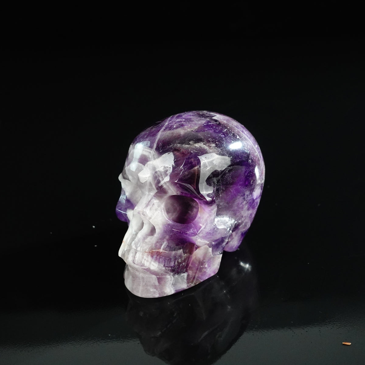 3.0" Amethyst Crystal Skull Carving - Unique Piece #AM08