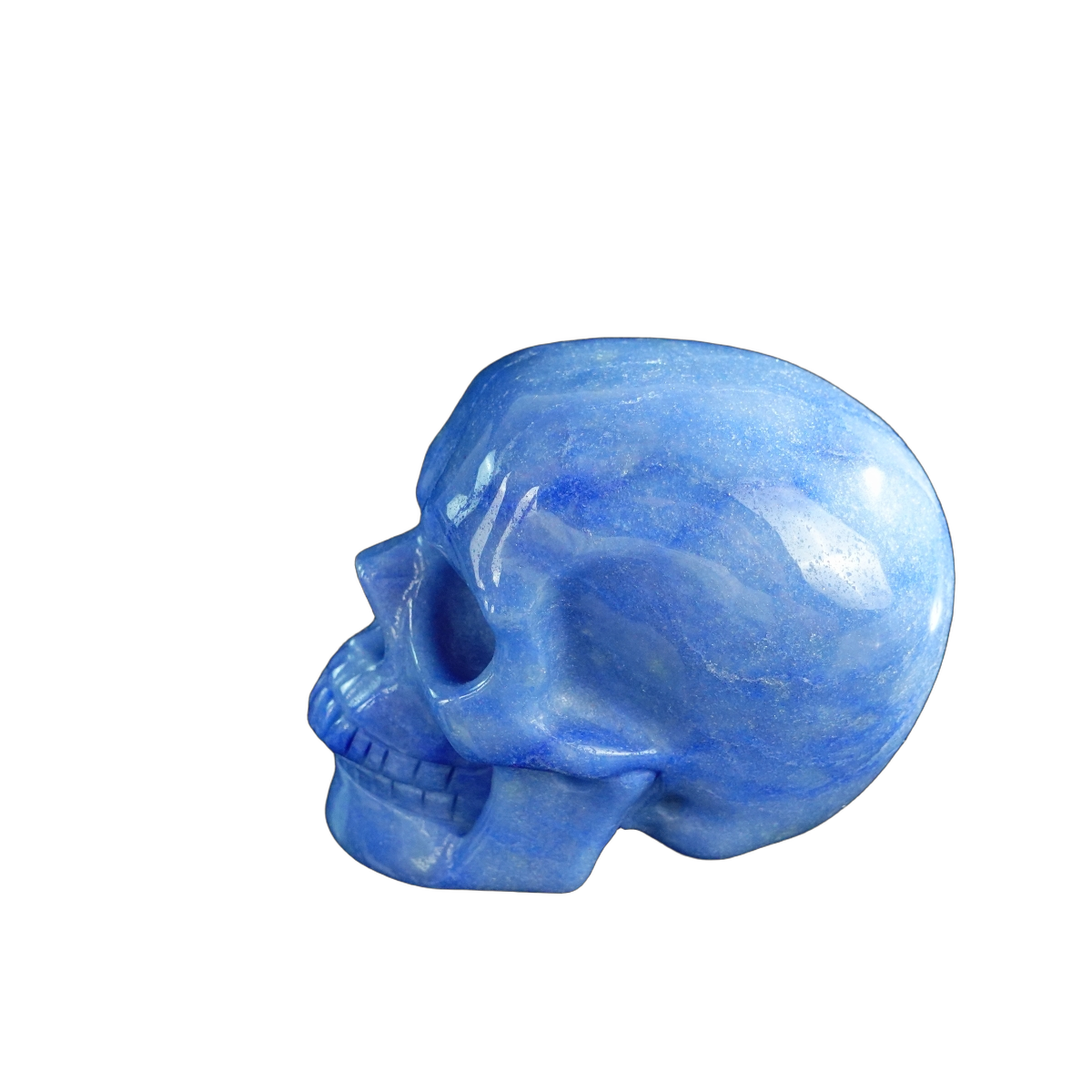 3.0" Blue Aventurine Crystal Skull Carving - Hand Carved Decor