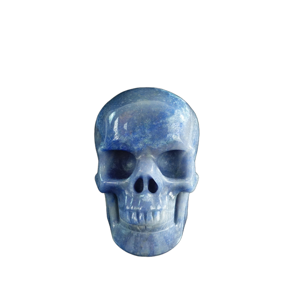 3.0" Blue Aventurine Crystal Skull Carving - Hand Carved Decor