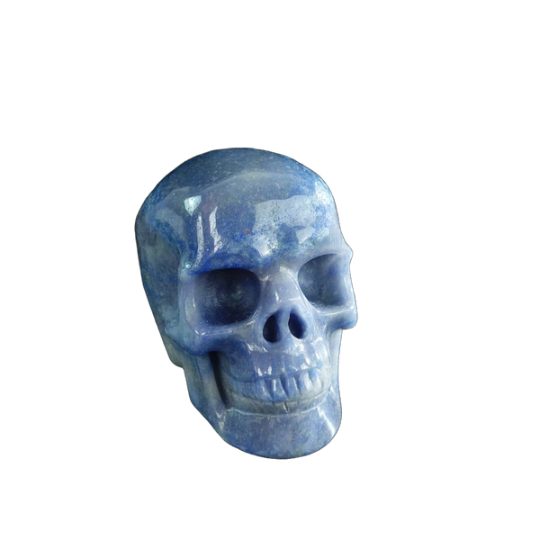 3.0" Blue Aventurine Crystal Skull Carving - Hand Carved Decor - alternate view