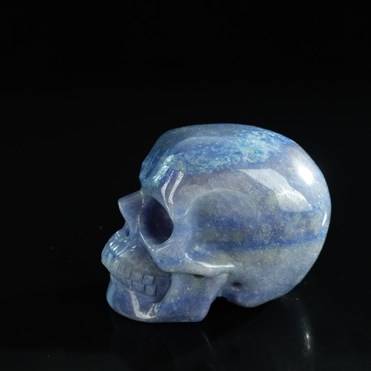 3.0" Blue Aventurine Crystal Skull Carving - Unique Piece #BA08