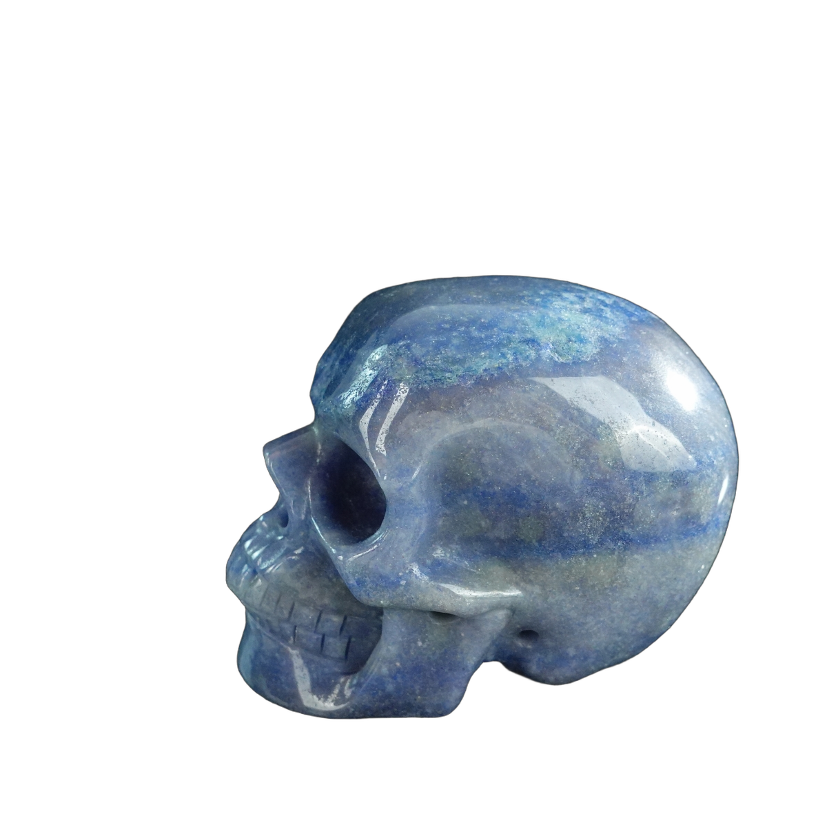 3.0" Blue Aventurine Crystal Skull Carving - Hand Carved Decor