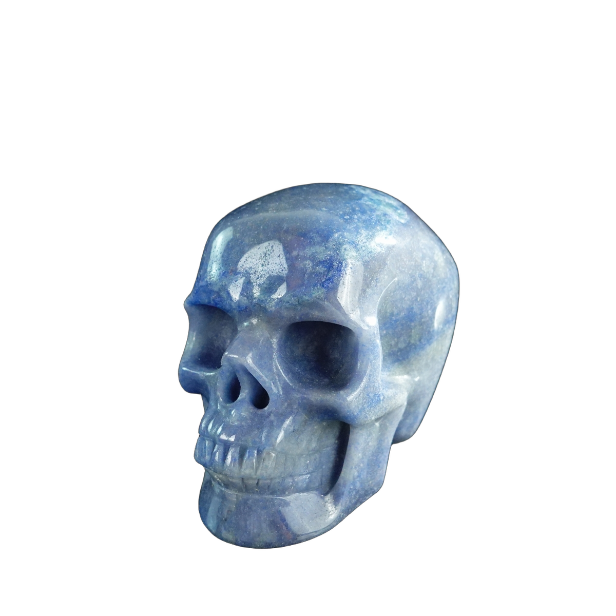 3.0" Blue Aventurine Crystal Skull Carving - Hand Carved Decor