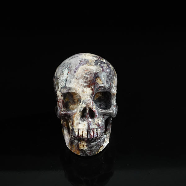 3.0" Blue Flower Agate Crystal Skull Carving - Unique Piece #BF02