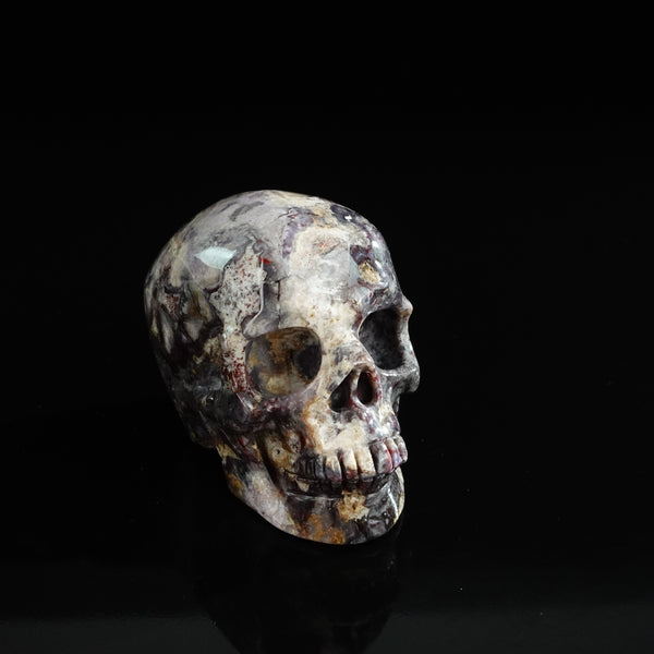 3.0" Blue Flower Agate Crystal Skull Carving - Unique Piece #BF02 - alternate view