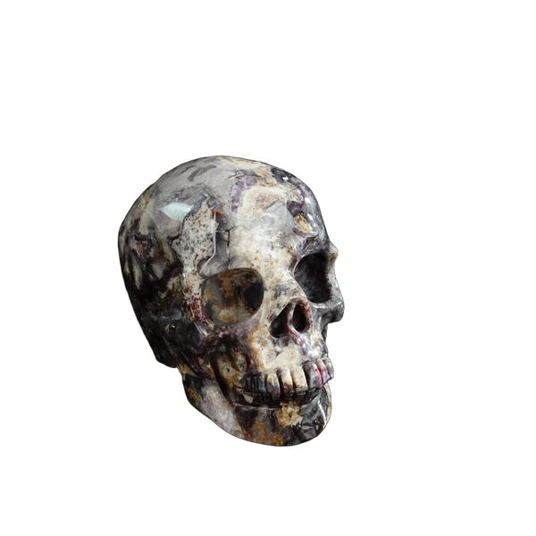 3.0" Blue Flower Agate Crystal Skull Carving - Unique Piece #BF02 - alternate view
