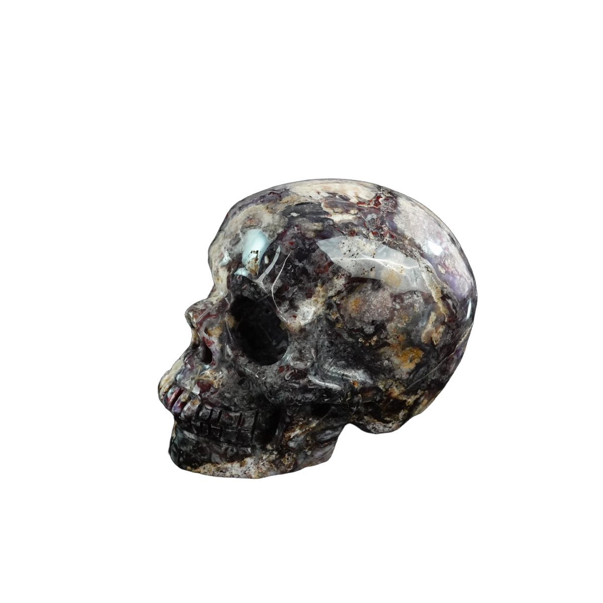3.0" Blue Flower Agate Crystal Skull Carving - Unique Piece #BF02