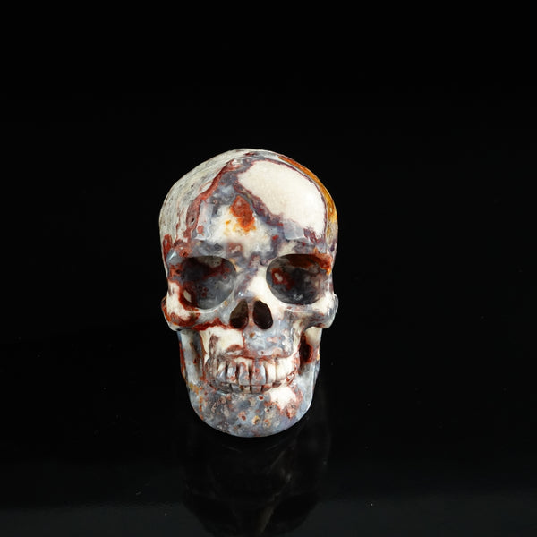 3.0" Blue Flower Agate Crystal Skull Carving - Unique Piece #BF06