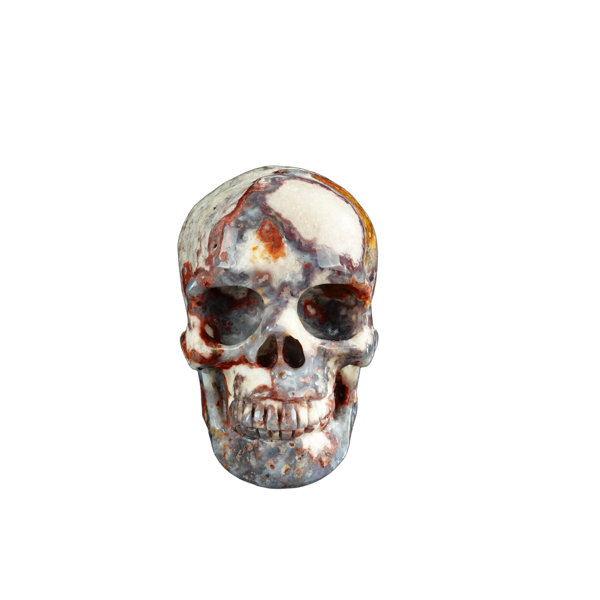 3.0" Blue Flower Agate Crystal Skull Carving - Unique Piece #BF06