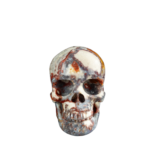 3.0" Blue Flower Agate Crystal Skull Carving - Unique Piece #BF06
