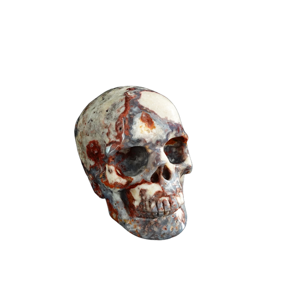 3.0" Blue Flower Agate Crystal Skull Carving - Unique Piece #BF06 - alternate view