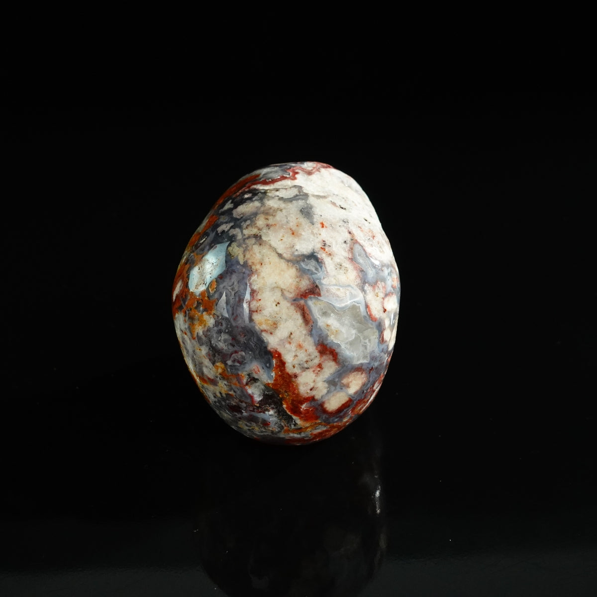3.0" Blue Flower Agate Crystal Skull Carving - Unique Piece #BF06