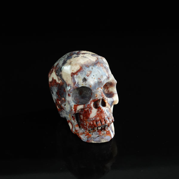3.0" Blue Flower Agate Crystal Skull Carving - Unique Piece #BF07 - alternate view