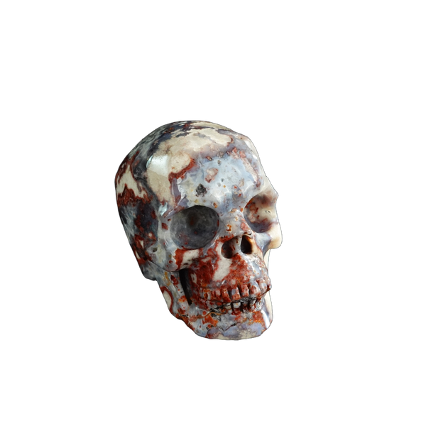 3.0" Blue Flower Agate Crystal Skull Carving - Unique Piece #BF07 - alternate view