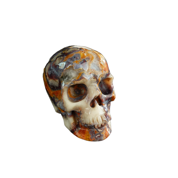 3.0" Blue Flower Agate Crystal Skull Carving - Unique Piece #BF08 - alternate view