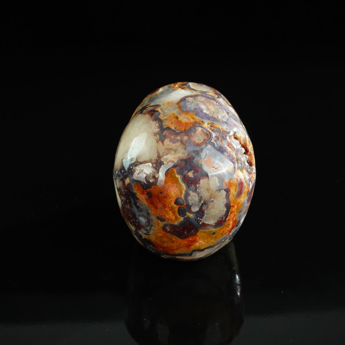 3.0" Blue Flower Agate Crystal Skull Carving - Unique Piece #BF08
