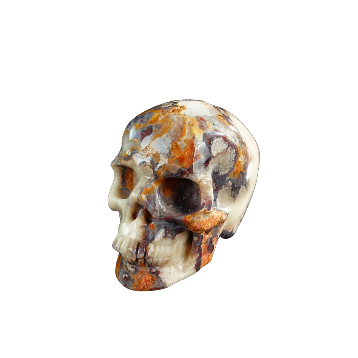 3.0" Blue Flower Agate Crystal Skull Carving - Unique Piece #BF08