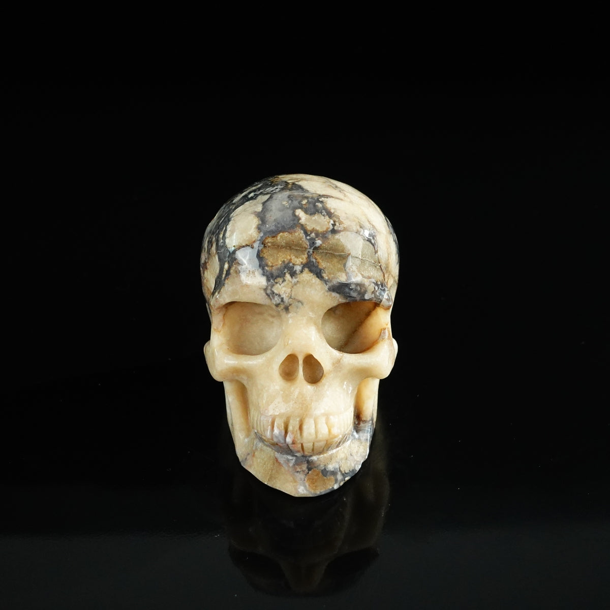 3.0" Blue Flower Agate Crystal Skull Carving - Unique Piece #BF11