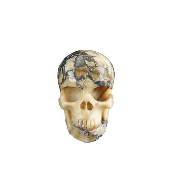 3.0" Blue Flower Agate Crystal Skull Carving - Unique Piece #BF11