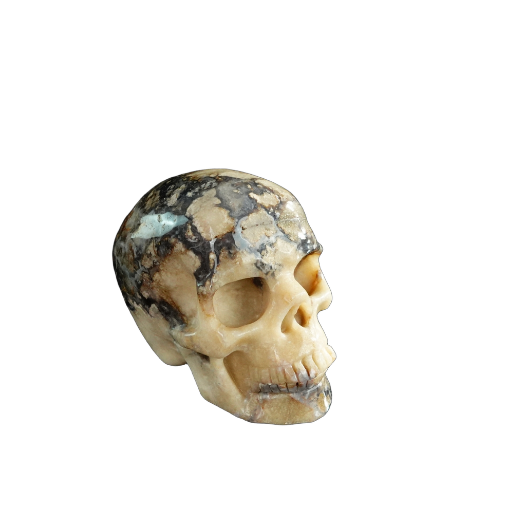 3.0" Blue Flower Agate Crystal Skull Carving - Unique Piece #BF11