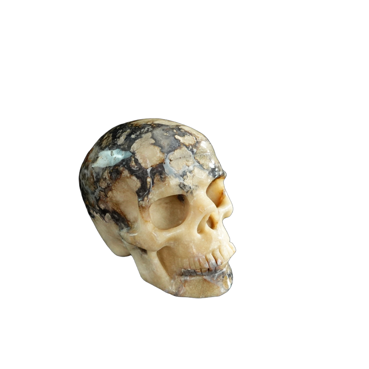 3.0" Blue Flower Agate Crystal Skull Carving - Unique Piece #BF11