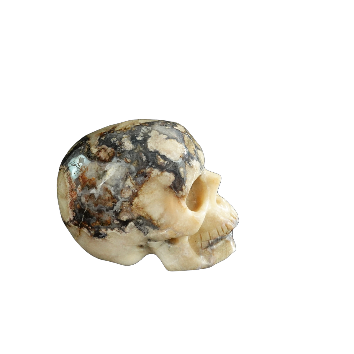 3.0" Blue Flower Agate Crystal Skull Carving - Unique Piece #BF11