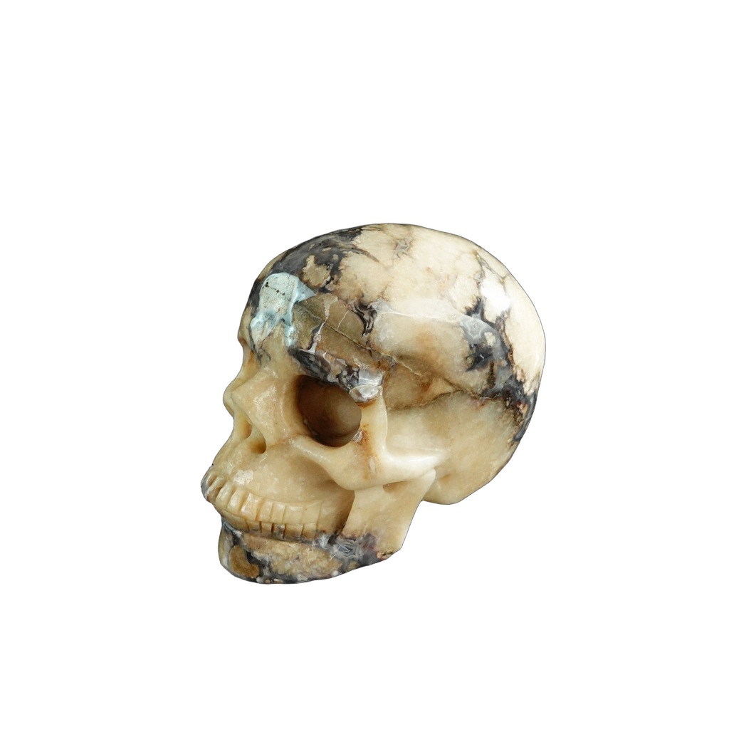 3.0" Blue Flower Agate Crystal Skull Carving - Unique Piece #BF11