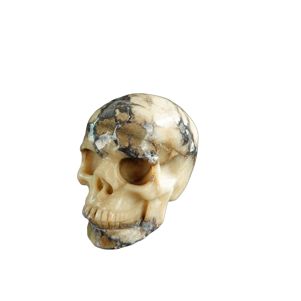 3.0" Blue Flower Agate Crystal Skull Carving - Unique Piece #BF11