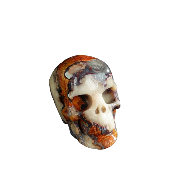 3.0" Blue Flower Agate Crystal Skull Carving - Unique Piece #BF12 - alternate view