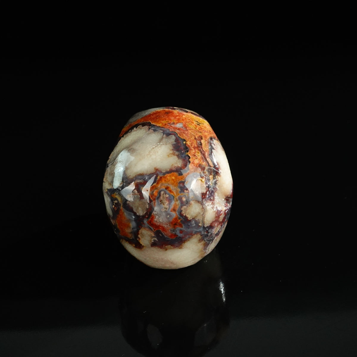 3.0" Blue Flower Agate Crystal Skull Carving - Unique Piece #BF12