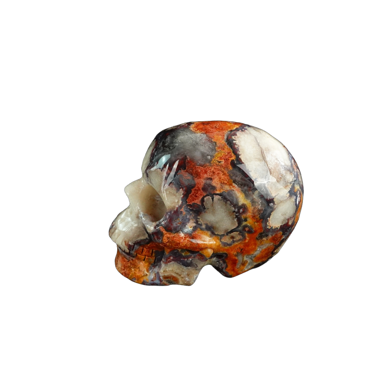 3.0" Blue Flower Agate Crystal Skull Carving - Unique Piece #BF12