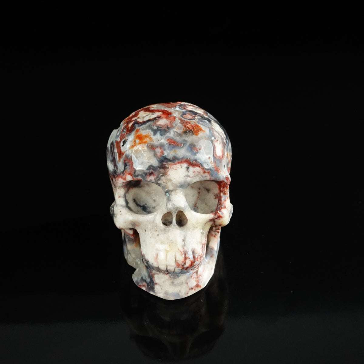 3.0" Blue Flower Agate Crystal Skull Carving - Unique Piece #BF13
