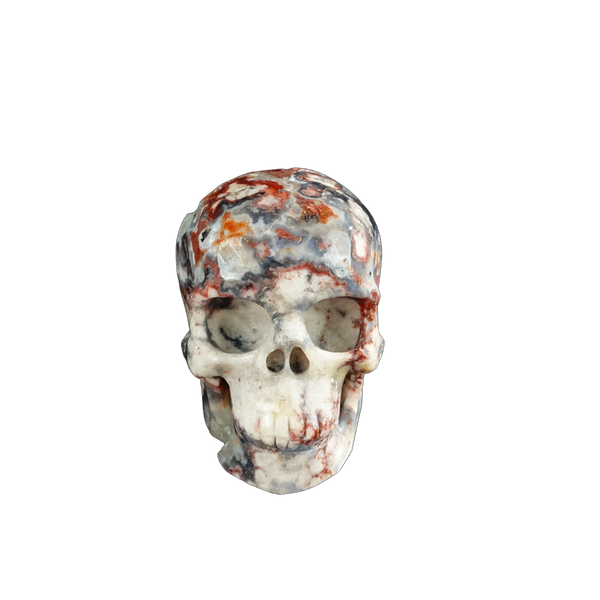 3.0" Blue Flower Agate Crystal Skull Carving - Unique Piece #BF13