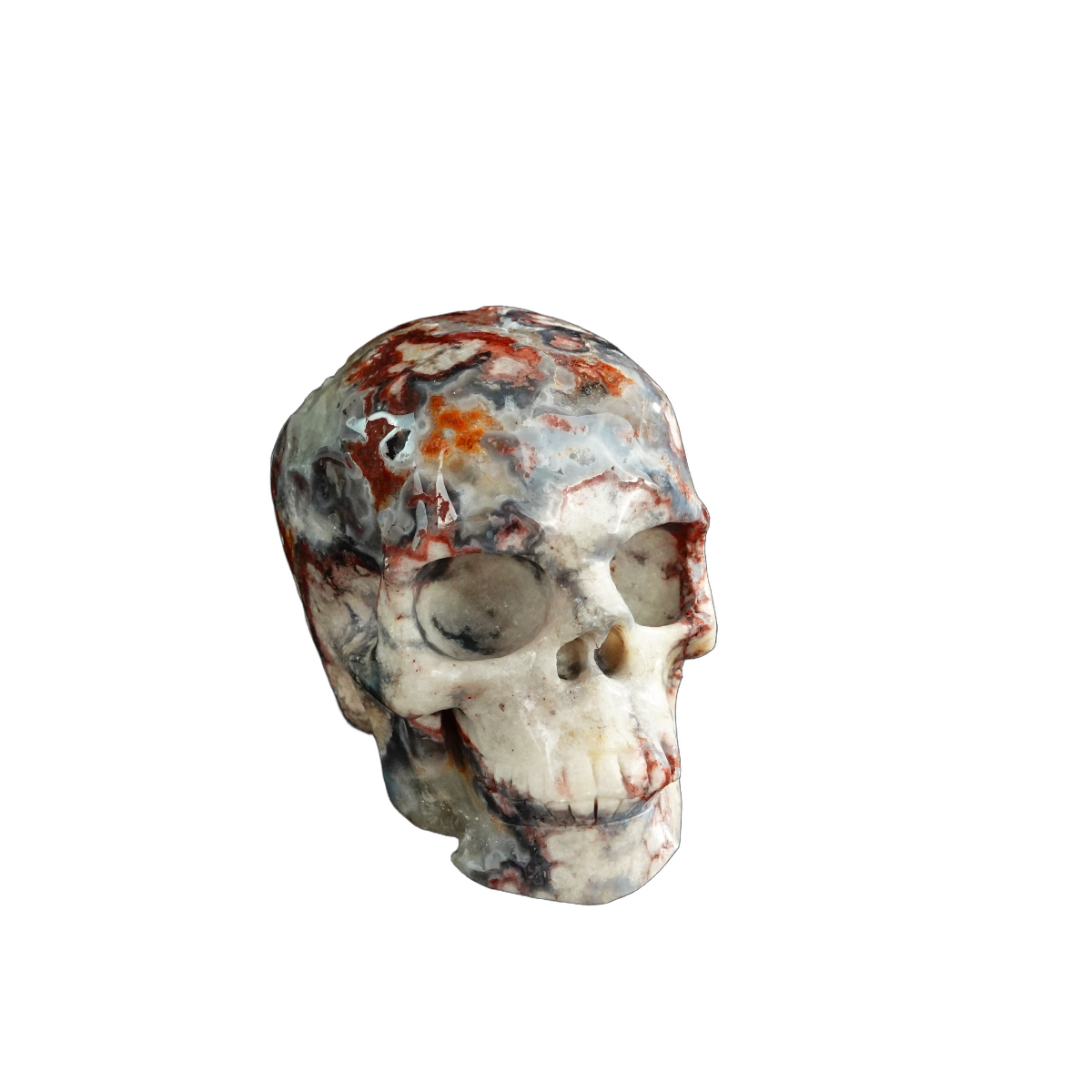3.0" Blue Flower Agate Crystal Skull Carving - Unique Piece #BF13