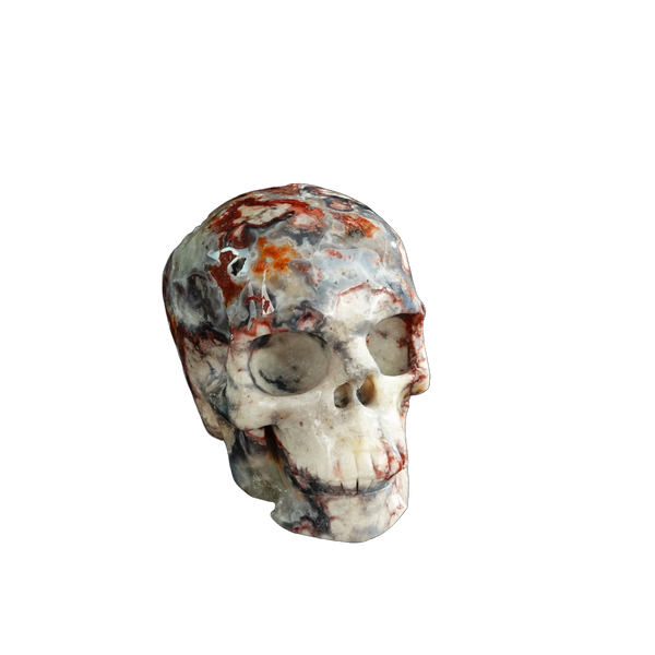 3.0" Blue Flower Agate Crystal Skull Carving - Unique Piece #BF13 - alternate view