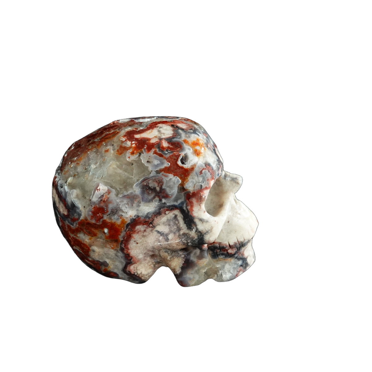 3.0" Blue Flower Agate Crystal Skull Carving - Unique Piece #BF13