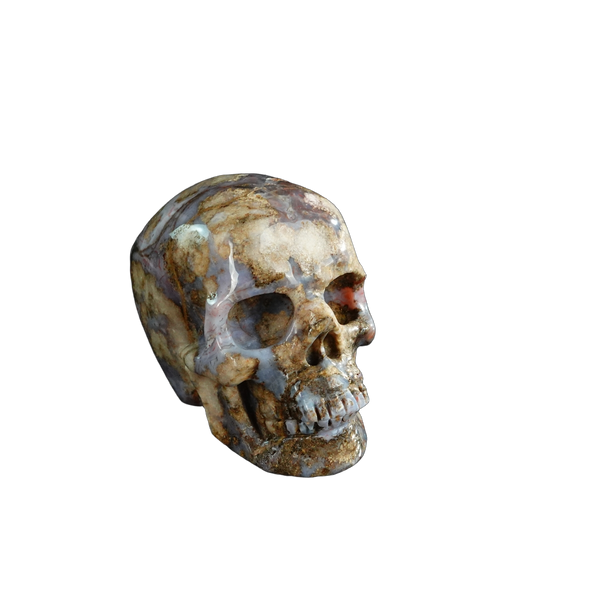 3.0" Blue Flower Agate Crystal Skull Carving - Unique Piece #BF14 - alternate view