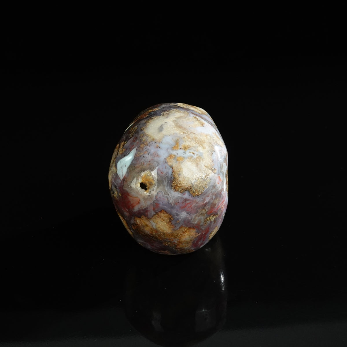 3.0" Blue Flower Agate Crystal Skull Carving - Unique Piece #BF14