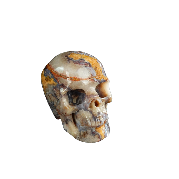 3.0" Blue Flower Agate Crystal Skull Carving - Unique Piece #BF15 - alternate view