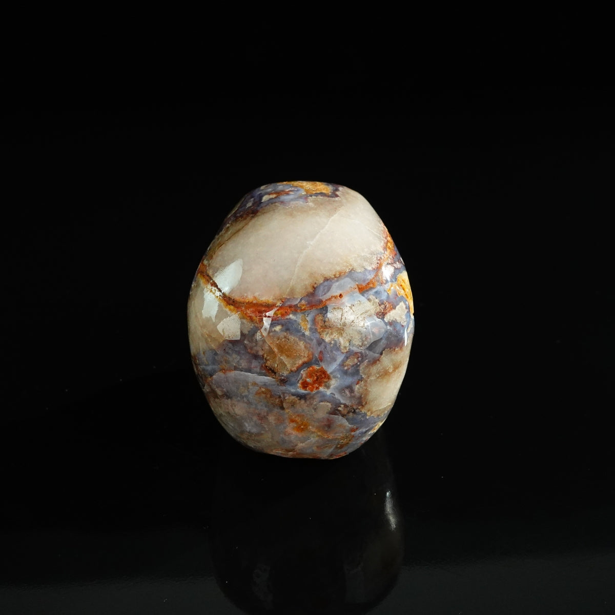 3.0" Blue Flower Agate Crystal Skull Carving - Unique Piece #BF15