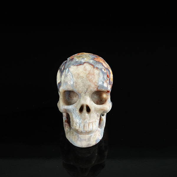 3.0" Blue Flower Agate Crystal Skull Carving - Unique Piece #BF16